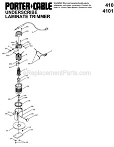 Page A Diagram and Parts List for 4101  Porter Cable Laminate Trimmer